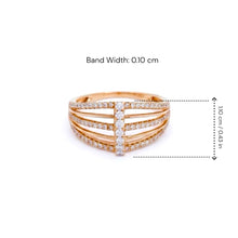 18K Rose Gold Multi-Band Cage Statement Ring | Natural Diamond Prong-Set Vertical Bar Design | Anniversary Gift