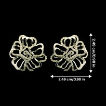 18K White Gold Natural Diamond Stud Earrings | Floral Swirl Pavé Openwork Statement Jewelry