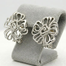 18K White Gold Natural Diamond Stud Earrings | Floral Swirl Pavé Openwork Statement Jewelry
