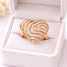 18K Rose Gold Heart Swirl Cocktail Ring | Natural Diamond Openwork Pavé & Channel Spiral Design | Romantic Jewelry