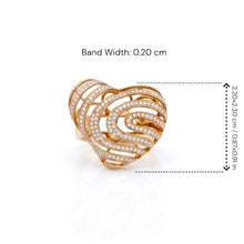 18K Rose Gold Heart Swirl Cocktail Ring | Natural Diamond Openwork Pavé & Channel Spiral Design | Romantic Jewelry