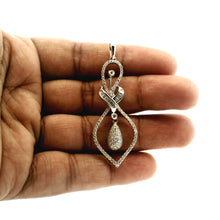 18K White Gold Natural Diamond Tapered Swirl Pendant | Contemporary Infinity Drop Luxury Gold Jewelry