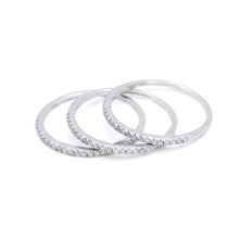 18K White Gold Diamond Triple Stackable Rings | Half Eternity Bands | Shared Prong Setting Design Jewelry