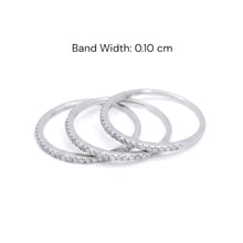 18K White Gold Diamond Triple Stackable Rings | Half Eternity Bands | Shared Prong Setting Design Jewelry