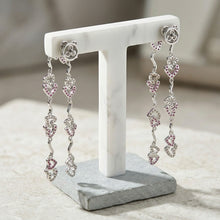 18K White Gold Natural Diamond & Ruby Heart Duster Earrings | Love-Inspired Long Drop Statement Jewelry