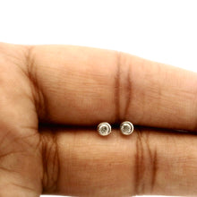 18K White Gold Natural Round Diamond Stud Earrings | Minimal Bezel Set | Timeless Everyday Wear