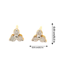 18K Yellow Gold Natural Diamond Three-Stone Stud Earrings | Classic Trio for Everyday Wear