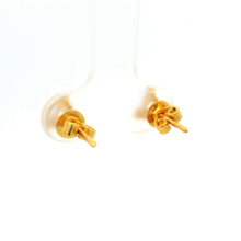 18K Yellow Gold Natural Diamond Three-Stone Stud Earrings | Classic Trio for Everyday Wear