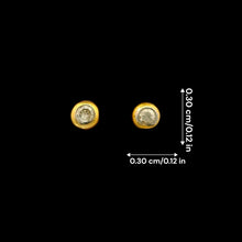 18K Yellow Gold Natural Round Diamond Stud Earrings | Minimal Bezel Set for Everyday Wear