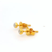 18K Yellow Gold Natural Round Diamond Stud Earrings | Minimal Bezel Set for Everyday Wear