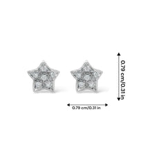 18K Yellow & White Gold | Natural Diamond Star Motif Stud Earrings | Round Cluster Jewelry