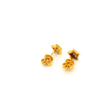18K Yellow & White Gold | Natural Diamond Star Motif Stud Earrings | Round Cluster Jewelry