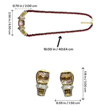 18K Yellow Gold | Natural Diamond Sapphire Ametrine & Garnet Necklace & Earrings Set | Geometric Cluster Jewelry