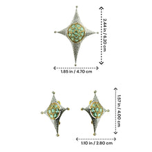 18K Yellow Gold Natural Diamond & Paraiba Tourmaline Starburst Pendant & Earrings Set | Compass Motif Jewelry