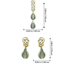 18K Yellow Gold Natural Diamond & Tsavorite Pendant and Earrings Set | Polki Teardrop Statement Fine Jewelry