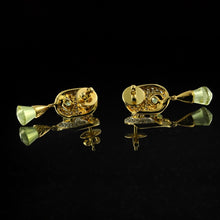 18K Yellow Gold | Natural Diamond & Mixed Semiprecious Gemstone Link Motif Pendant & Drop Earrings Set