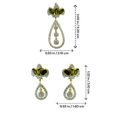 18K Yellow Gold | Natural Diamond & Tourmaline Pendant & Earrings Set | Floral Marquise Statement Jewelry
