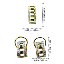 18K Yellow Gold Natural Diamond & Tourmaline Necklace & Earrings Set | Pavé Halo Geometric Rectangular Jewelry