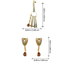 18K Yellow Gold Natural Diamond & Pink Tourmaline Pendant & Earrings Set | Geometric Linear Bar Jewelry