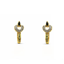 18K Yellow Gold Natural Diamond, Tourmaline & Tsavorite Pendant & Earrings Set | Heart Motif Botanical Jewelry