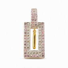 18K Two-Tone Gold | Natural Diamond & Pink Sapphire Pendant & Earrings Set | Geometric Pavé Jewelry