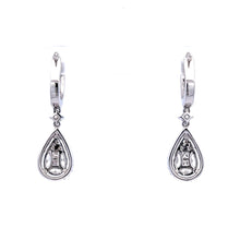 Natural Diamond Teardrop Dangle Earring Cluster Setting 18K White Gold Jewelry