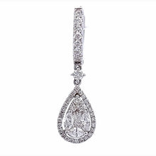 Natural Diamond Teardrop Dangle Earring Cluster Setting 18K White Gold Jewelry