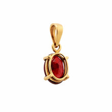14K Yellow Gold Natural Garnet Oval Solitaire Pendant | Classic Prong-Set Design