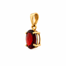 14K Yellow Gold Natural Garnet Oval Solitaire Pendant | Classic Prong-Set Design