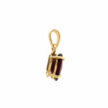 14K Yellow Gold Natural Garnet Oval Solitaire Pendant | Classic Prong-Set Design
