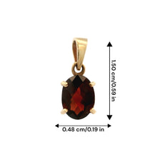 14K Yellow Gold Natural Garnet Oval Solitaire Pendant | Classic Prong-Set Design
