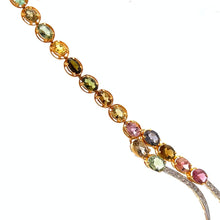 18K Yellow Gold Necklace Earring with Natural Diamond Tourmaline Sapphire Gemstone Jewelry Set