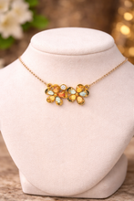 18K Yellow Gold Natural Diamond & Multi-Color Sapphire Floral Cluster Pendant | Contemporary Design