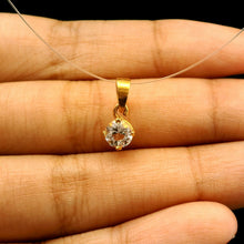 9K Yellow Gold Natural White Topaz Pendant | Classic Four Prong-Set Solitaire Mount Fine Jewelry