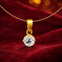 9K Yellow Gold Natural White Topaz Pendant | Classic Four Prong-Set Solitaire Mount Fine Jewelry