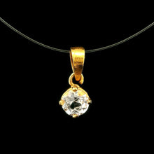 9K Yellow Gold Natural White Topaz Pendant | Classic Four Prong-Set Solitaire Mount Fine Jewelry