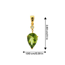 18K Yellow Gold Natural Diamond & Pear-Shaped Peridot Drop Pendant | Timeless Gemstone Jewelry