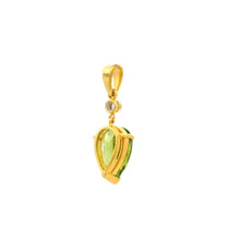 18K Yellow Gold Natural Diamond & Pear-Shaped Peridot Drop Pendant | Timeless Gemstone Jewelry