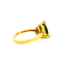 18K Yellow Gold Trillion-Cut Natural Peridot Ring | Diamond Accent Solitaire | Classic August Birthstone Fine Jewelry