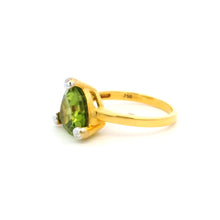 18K Yellow Gold Trillion-Cut Natural Peridot Ring | Diamond Accent Solitaire | Classic August Birthstone Fine Jewelry