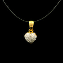 18K Yellow Gold Natural Diamond Heart Pendant | Pavé Romantic April Birthstone Jewelry