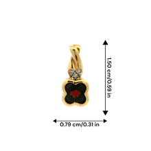 14K Yellow Gold Natural Diamond & Garnet Floral Clover Pendant | January Birthstone Jewelry