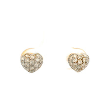 18K Yellow & White Gold | Natural Diamond Heart Motif Stud Earrings | Round Cluster Design