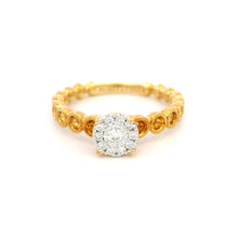 18K Rose Gold Diamond Halo Ring | Illusion Cluster Solitaire | Bubble Beaded Band | Timeless Elegant Jewelry