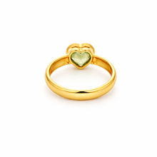 18K Yellow Gold Ring | Heart-Shaped Natural Peridot | Bezel-Set Solitaire Band | Contemporary Minimal Design