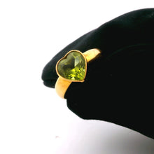 18K Yellow Gold Ring | Heart-Shaped Natural Peridot | Bezel-Set Solitaire Band | Contemporary Minimal Design