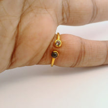 18K Yellow Gold Modern Cuff Ring | Bezel-Set Black and White Duo Diamond | Elegant Stackable Style