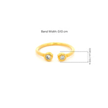 18K Yellow Gold Diamond Open Cuff Ring | Two Bezel-Set White Diamonds | Contemporary Stackable Knuckle Band