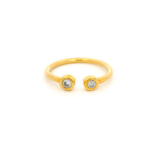 18K Yellow Gold Diamond Open Cuff Ring | Two Bezel-Set White Diamonds | Contemporary Stackable Knuckle Band