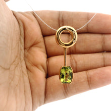 18K Yellow Gold Natural Diamond & Peridot Modern Drop Pendant | Sculptural Contemporary Design Jewelry
